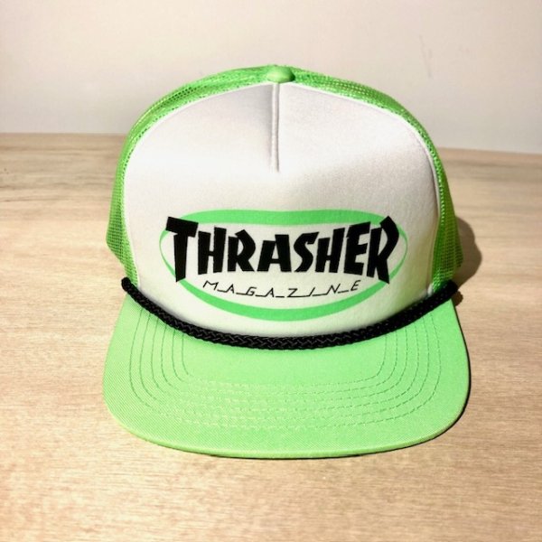 画像1: THRASHER ELLIPSE MAG LOGO TRUCKER ROPE HAT Green (1)